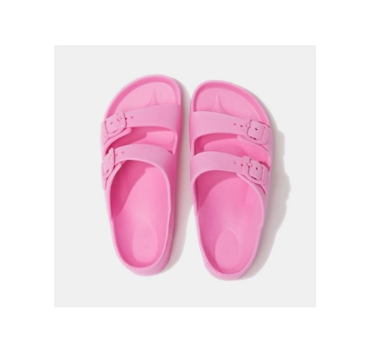 Blossom Pink Buckle Slides Slippers